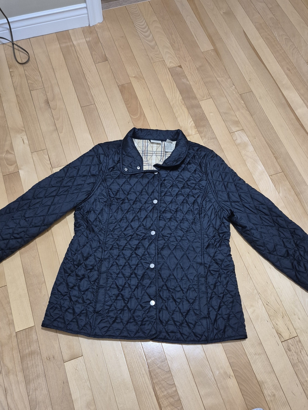 L.L. Bean Navy Quilted Riding  Snap-Front  Jacket